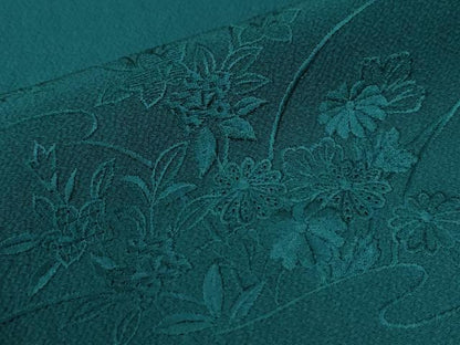 平和屋着物●中国三大刺繍　スワトウ刺繍　総刺繍　振袖　色無地　扇面吉祥草花文　鉄色　正絹　逸品　CABC6836yc