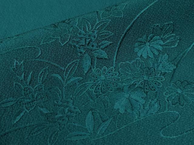 平和屋着物●中国三大刺繍　スワトウ刺繍　総刺繍　振袖　色無地　扇面吉祥草花文　鉄色　正絹　逸品　CABC6836yc