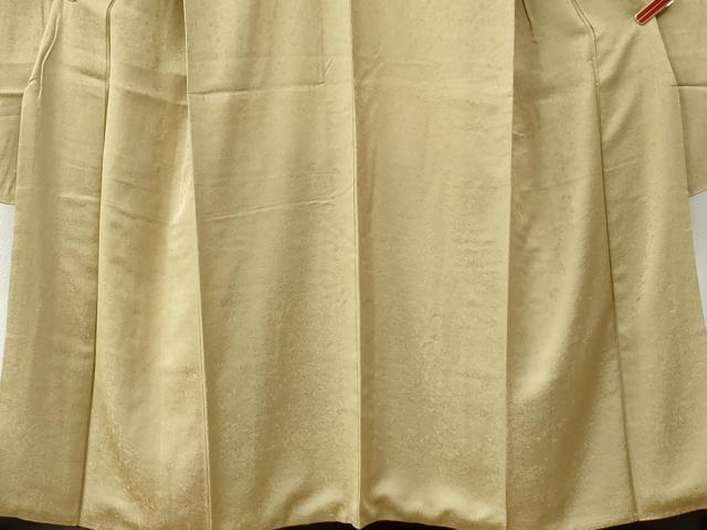 平和屋着物●豪華振袖　色無地　草花地紋　枯色　正絹　逸品　CABC6837yc