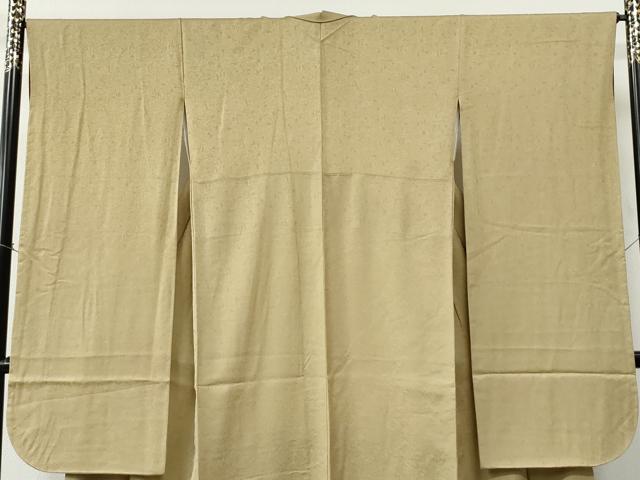 平和屋着物●豪華振袖　色無地　草花地紋　枯色　正絹　逸品　CABC6837yc