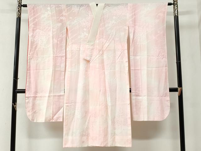 平和屋着物●振袖用長襦袢　無双仕立て　花車地紋　暈し染め　正絹　逸品　CABC6840yc