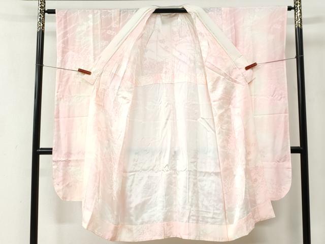 平和屋着物●振袖用長襦袢　無双仕立て　花車地紋　暈し染め　正絹　逸品　CABC6840yc