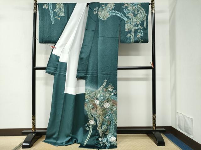 平和屋着物●訪問着　作家物　辻が花　絞り　金彩　ロング丈　正絹　逸品　CABC6843yc