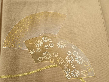 平和屋着物●人間国宝　福田喜三郎　中国三大刺繍　相良刺繍　訪問着　地紙花文　暈し染め　金糸　正絹　逸品　CABC6846yc
