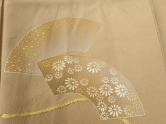 平和屋着物●人間国宝　福田喜三郎　中国三大刺繍　相良刺繍　訪問着　地紙花文　暈し染め　金糸　正絹　逸品　CABC6846yc