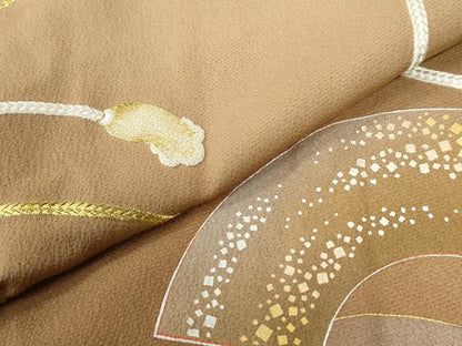 平和屋着物●人間国宝　福田喜三郎　中国三大刺繍　相良刺繍　訪問着　地紙花文　暈し染め　金糸　正絹　逸品　CABC6846yc