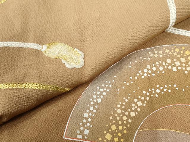 平和屋着物●人間国宝　福田喜三郎　中国三大刺繍　相良刺繍　訪問着　地紙花文　暈し染め　金糸　正絹　逸品　CABC6846yc