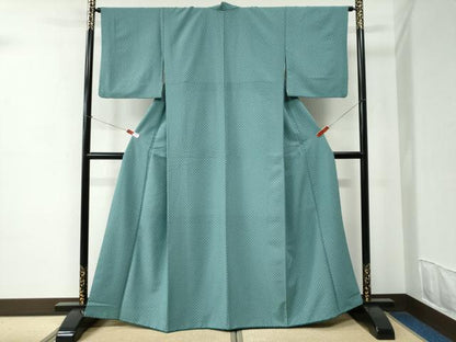 平和屋着物●小紋　市松文様　洗える着物　CABC6848yc