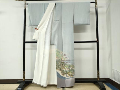 平和屋着物●本加賀友禅作家　村田幸司　色留袖　水辺風景文　暈し染め　正絹　逸品　CABC6849yc