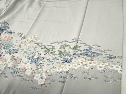 平和屋着物●訪問着　友禅　松竹梅花文　暈し染め　正絹　逸品　CABC6851yc