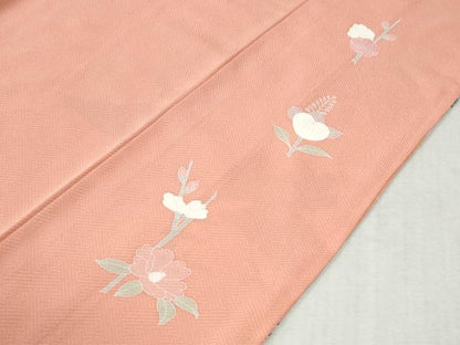 平和屋着物●訪問着　駒刺繍　扇面花文　暈し染め　金彩　ロング丈　正絹　逸品　CABC6852yc