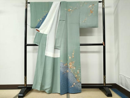 平和屋着物●訪問着　作家物　絞り　亀甲宝尽くし枝橘文　金彩　正絹　逸品　CABC6853yc