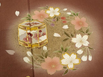 平和屋着物●訪問着　駒刺繍　貝桶草花丸文　蛍暈し　金彩　鬼しぼ縮緬　正絹　逸品　CABC6854yc