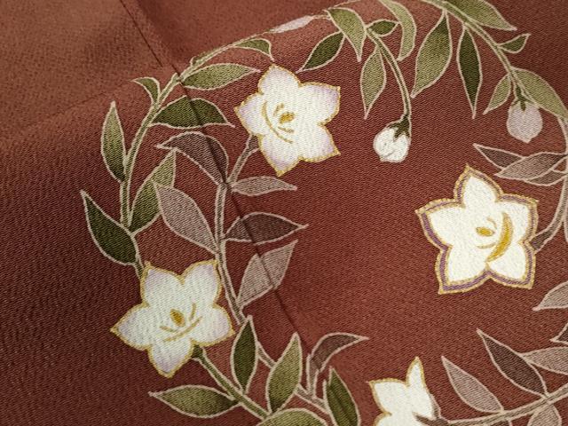 平和屋着物●訪問着　駒刺繍　貝桶草花丸文　蛍暈し　金彩　鬼しぼ縮緬　正絹　逸品　CABC6854yc