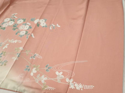 平和屋着物●訪問着　駒刺繍　立波籬枝花文　暈し染め　金彩　正絹　逸品　CABC6855yc