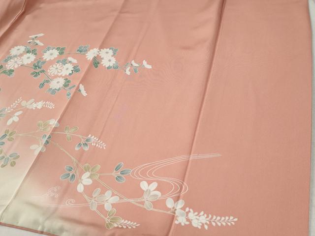 平和屋着物●訪問着　駒刺繍　立波籬枝花文　暈し染め　金彩　正絹　逸品　CABC6855yc