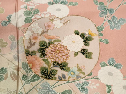 平和屋着物●訪問着　駒刺繍　立波籬枝花文　暈し染め　金彩　正絹　逸品　CABC6855yc