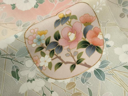平和屋着物●訪問着　駒刺繍　立波籬枝花文　暈し染め　金彩　正絹　逸品　CABC6855yc