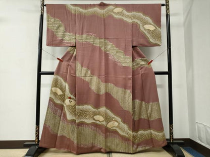 平和屋着物●訪問着　絞り　刺繍　地紙草花文　金糸　正絹　逸品　CABC6856yc