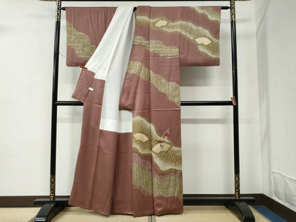 平和屋着物●訪問着　絞り　刺繍　地紙草花文　金糸　正絹　逸品　CABC6856yc