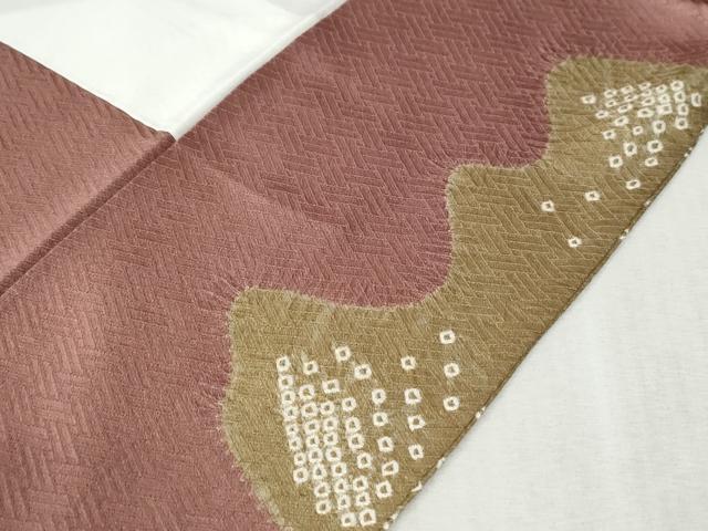 平和屋着物●訪問着　絞り　刺繍　地紙草花文　金糸　正絹　逸品　CABC6856yc