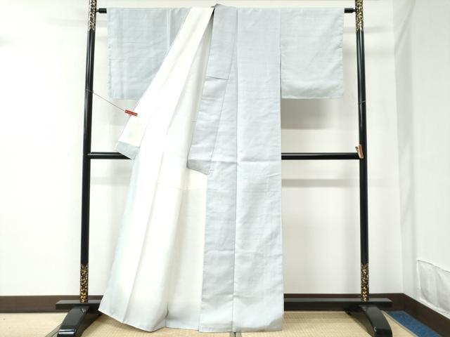 平和屋着物●結城紬　色無地　月白色　正絹　逸品　CABC6860yc