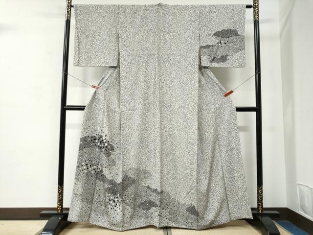 平和屋着物●訪問着　雲取り破れ色紙文　たたき染め　金彩　正絹　逸品　CABC6861yc