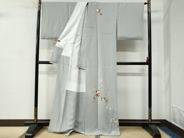 平和屋着物●訪問着　友禅　南天枝花文　暈し染め　正絹　逸品　CABC6863yc