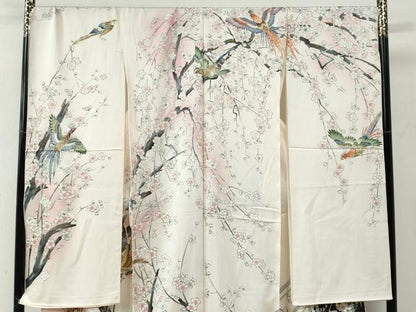 平和屋着物●豪華振袖　尾長鳥枝梅文　暈し染め　金彩　仮絵羽　逸品　未使用　CABC6866yc