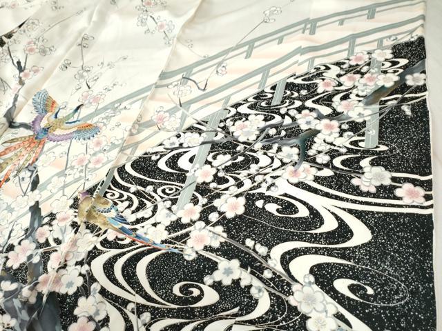 平和屋着物●豪華振袖　尾長鳥枝梅文　暈し染め　金彩　仮絵羽　逸品　未使用　CABC6866yc