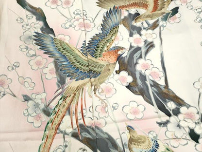 平和屋着物●豪華振袖　尾長鳥枝梅文　暈し染め　金彩　仮絵羽　逸品　未使用　CABC6866yc