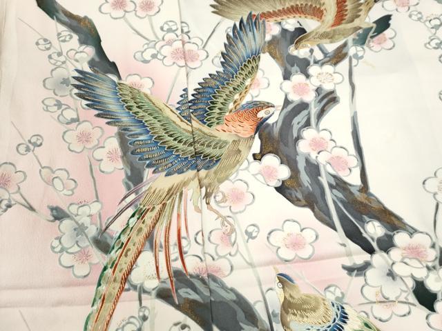 平和屋着物●豪華振袖　尾長鳥枝梅文　暈し染め　金彩　仮絵羽　逸品　未使用　CABC6866yc