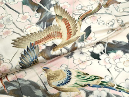 平和屋着物●豪華振袖　尾長鳥枝梅文　暈し染め　金彩　仮絵羽　逸品　未使用　CABC6866yc