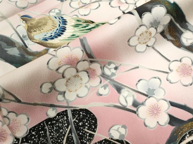平和屋着物●豪華振袖　尾長鳥枝梅文　暈し染め　金彩　仮絵羽　逸品　未使用　CABC6866yc