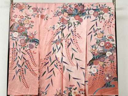 平和屋着物●豪華振袖　型染め　御所解鴛鴦花文　暈し染め　仮絵羽　逸品　未使用　CABC6868yc