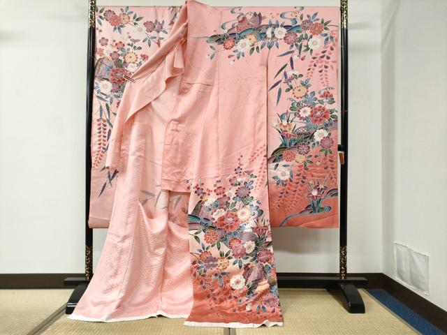 平和屋着物●豪華振袖　型染め　御所解鴛鴦花文　暈し染め　仮絵羽　逸品　未使用　CABC6868yc