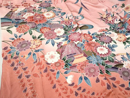 平和屋着物●豪華振袖　型染め　御所解鴛鴦花文　暈し染め　仮絵羽　逸品　未使用　CABC6868yc