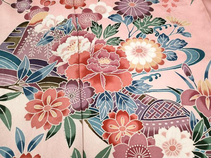 平和屋着物●豪華振袖　型染め　御所解鴛鴦花文　暈し染め　仮絵羽　逸品　未使用　CABC6868yc
