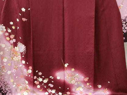 平和屋着物●豪華振袖　雪輪毬舞桜文　ラメ糸　暈し染め　金彩　正絹　逸品　CABC6869yc