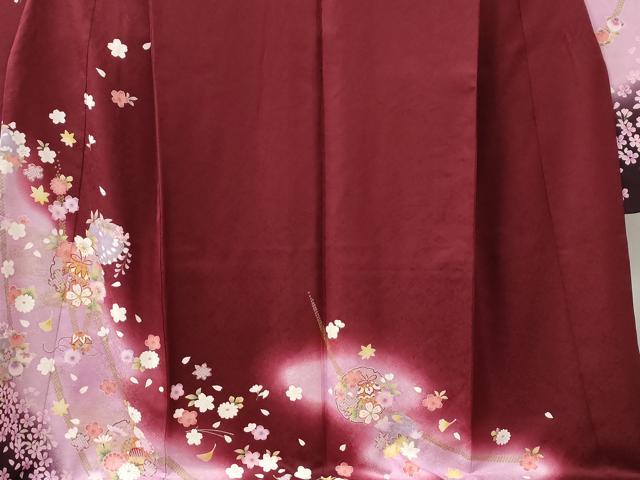平和屋着物●豪華振袖　雪輪毬舞桜文　ラメ糸　暈し染め　金彩　正絹　逸品　CABC6869yc
