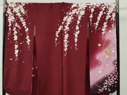 平和屋着物●豪華振袖　雪輪毬舞桜文　ラメ糸　暈し染め　金彩　正絹　逸品　CABC6869yc