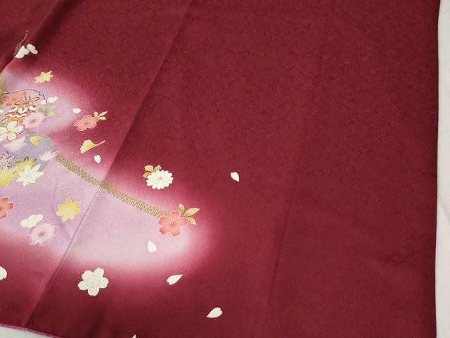 平和屋着物●豪華振袖　雪輪毬舞桜文　ラメ糸　暈し染め　金彩　正絹　逸品　CABC6869yc