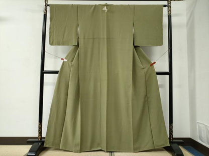 平和屋着物●上質な色無地　根岸色　正絹　逸品　未使用　CABC6874yc
