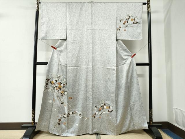 平和屋着物●訪問着　花筏文　たたき染め　金彩　正絹　逸品　CABC6875yc
