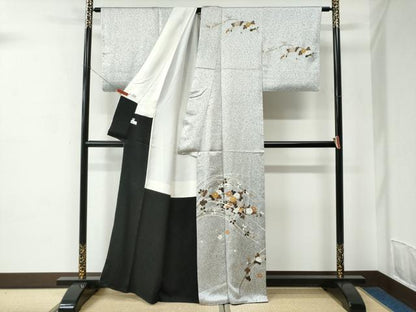 平和屋着物●訪問着　花筏文　たたき染め　金彩　正絹　逸品　CABC6875yc