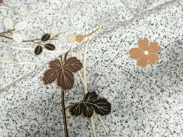 平和屋着物●訪問着　花筏文　たたき染め　金彩　正絹　逸品　CABC6875yc