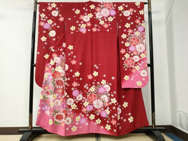 平和屋着物●豪華振袖　舞花文　暈し染め　金彩　正絹　逸品　CABC6876yc