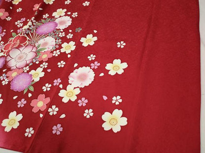 平和屋着物●豪華振袖　舞花文　暈し染め　金彩　正絹　逸品　CABC6876yc