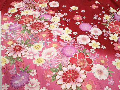 平和屋着物●豪華振袖　舞花文　暈し染め　金彩　正絹　逸品　CABC6876yc