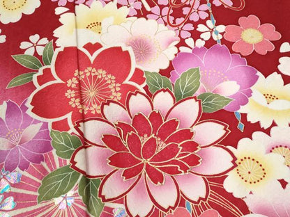 平和屋着物●豪華振袖　舞花文　暈し染め　金彩　正絹　逸品　CABC6876yc